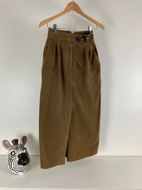 Preppy Olive Drab Denim 1980’s Skirt - image 9