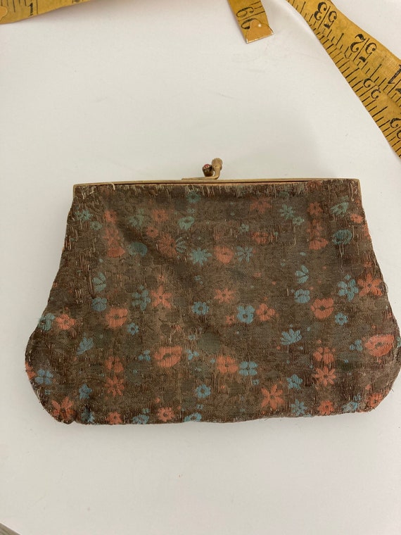 Vintage French Coin Purse with Floral Metallic Fa… - image 9