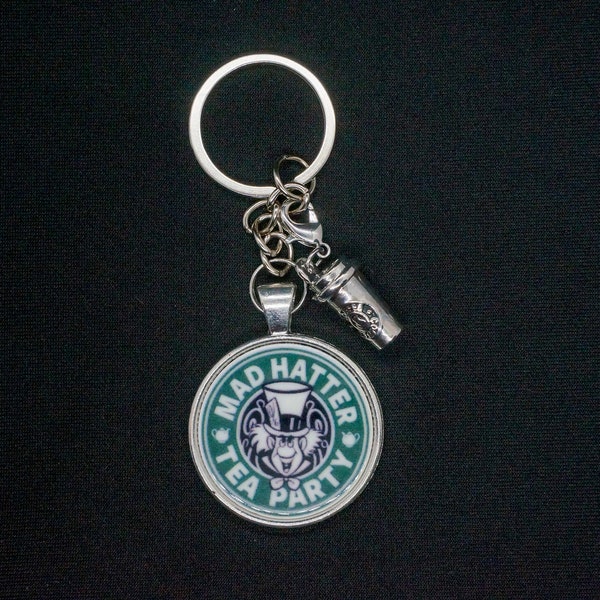 Mad Hatter Alice in Wonderland Starbucks Coffee Disney Inspired Custom Keychain or Necklace (iheartpinbags.com)