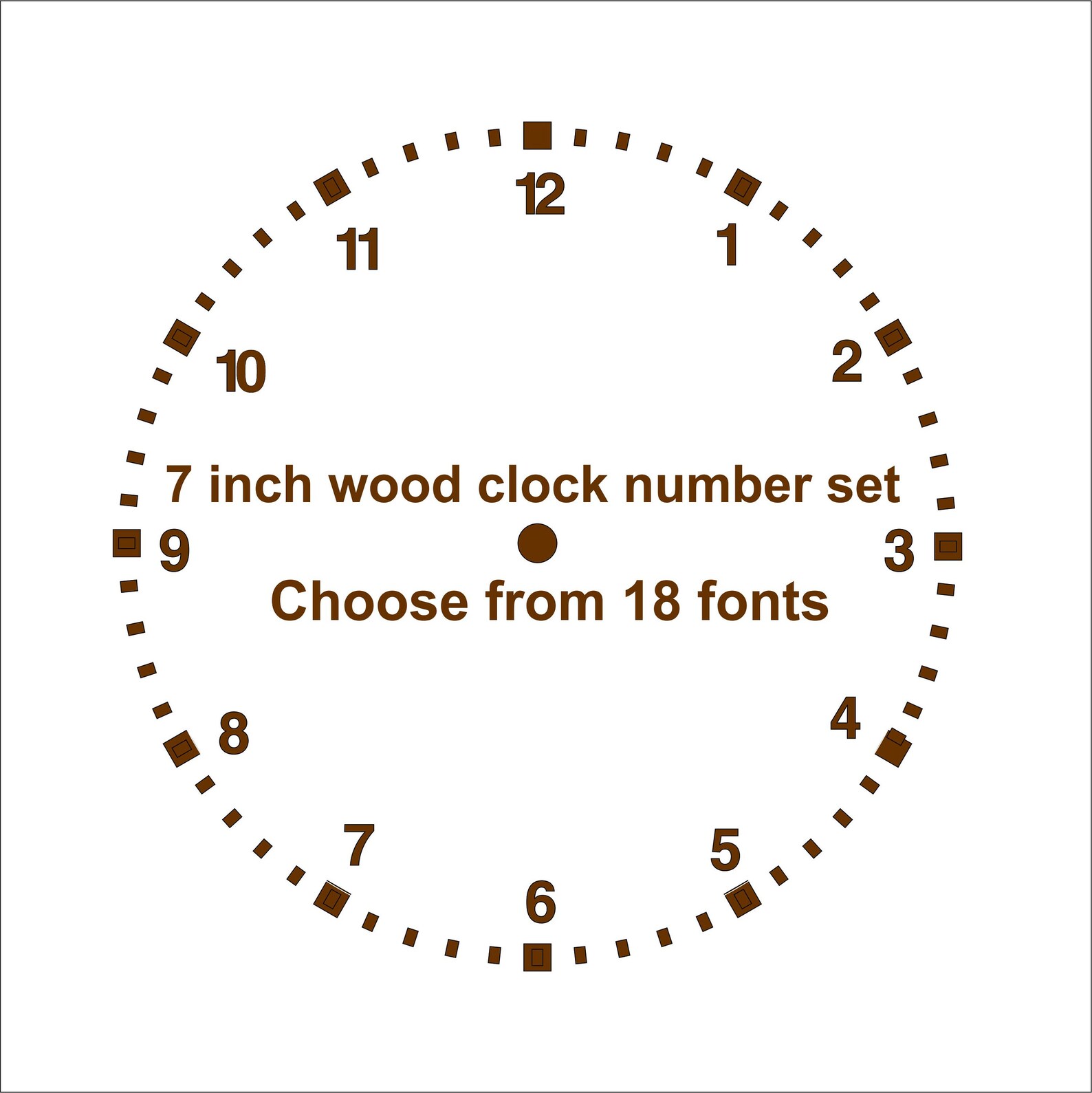 7 Inch Wood Clock Numbers Set Choose From 18 Fonts Etsy