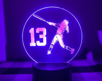 Custom Softball Player LED Base Nightlight