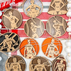 Personalized Wooden Sports Christmas Ornament - Custom Engraved Sports Gifts - Unique Holiday Decorations for Athletes