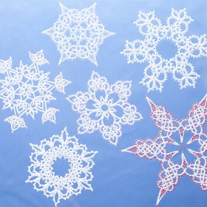 Flower or Snowflake tatting pattern collection PDF, with or without beads image 2