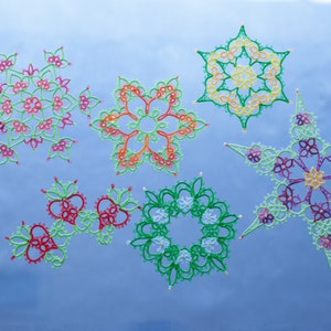 Flower or Snowflake tatting pattern collection PDF, with or without beads image 3