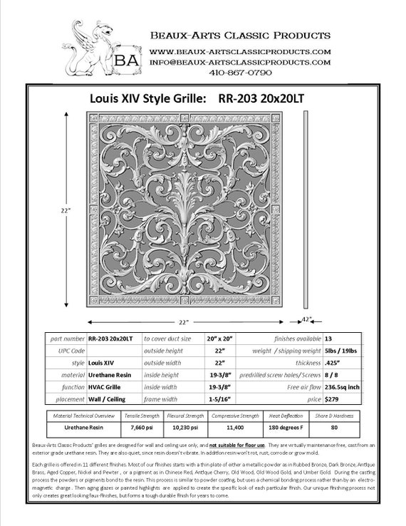 Decorative Vent Cover Grille Louis Xiv Style Grille Etsy