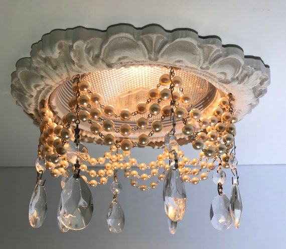 Decorative Recessed Light Trim With 3 Strands Of Cream Pearl Etsy