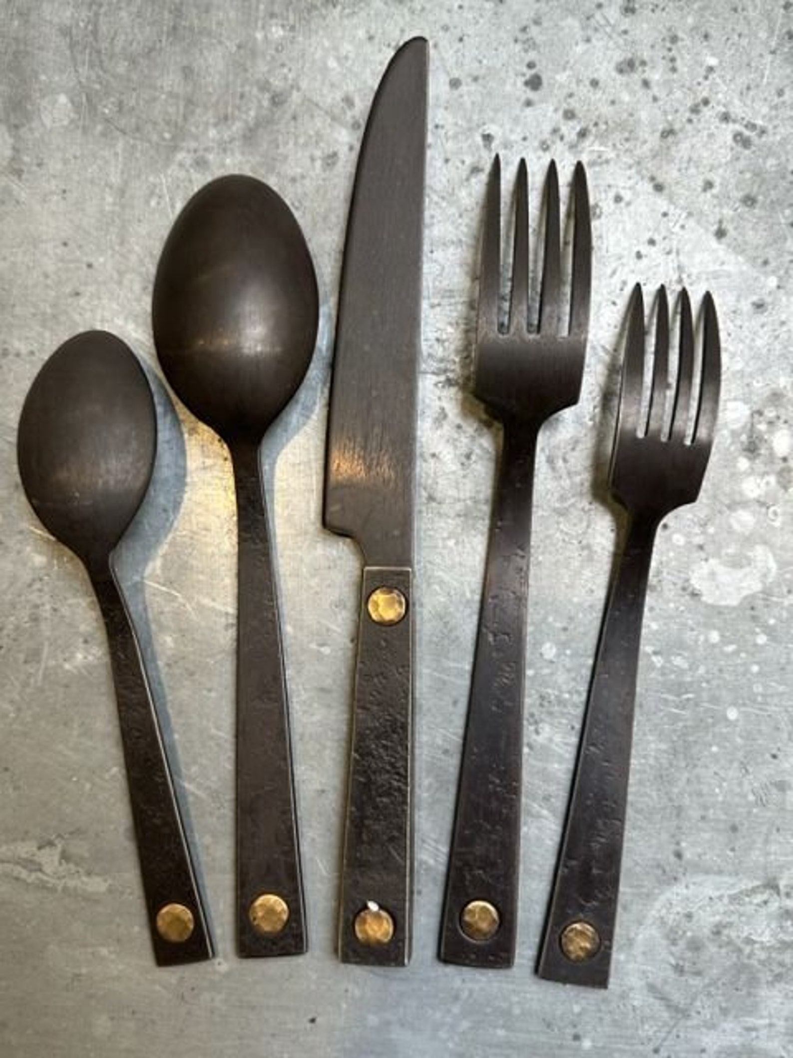 Rustic Silverware Jefferson Mack Rivet Flatware, Forged Silverware, Stainless Eating ...
