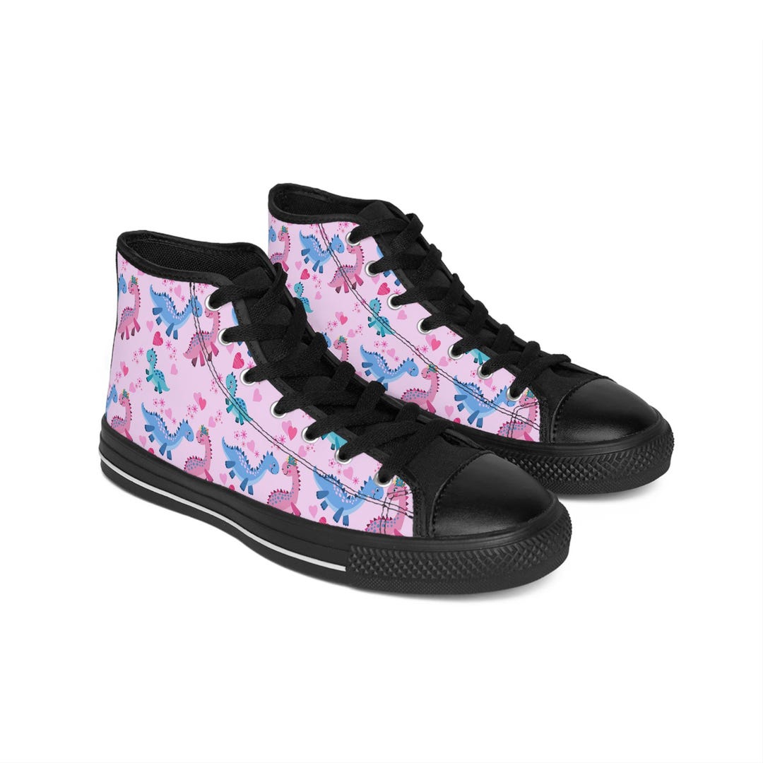 Pink Plaid Dinos - Women's Canvas Shoes main image 1