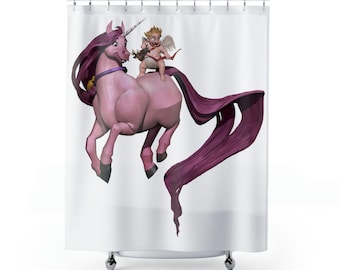 Baby Cupid and Horse Bathroom Shower Curtains