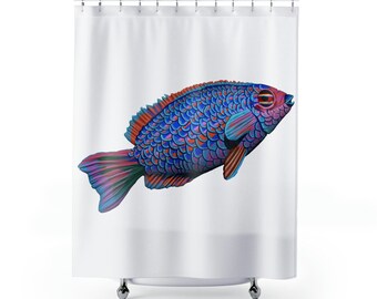 Blue Fish Shower Curtains