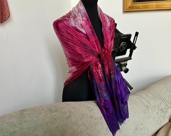 Prophetic - Silk Scarf - Gifts for Women - Dyed Silk - Christian Gifts - Crinkle Silk called Dark but Lovely
