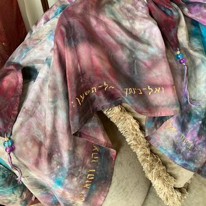 Prophetic - Prayer Shawl - Dyed Silk - Christian Gifts - Praise Dance - Custom, Prophetically Dyed Oversized Tallit image 5