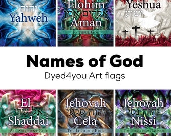 Names of God Flags - Worship Flag - Prophetic Art - Names of God Dyed4you Art Flags