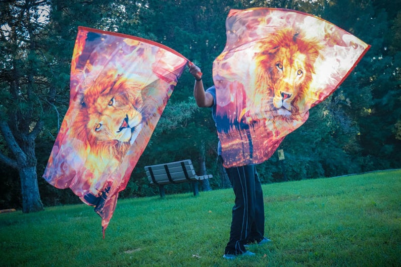 Lion of Judah Worship Flag Prophetic Art Lion Flag Etsy