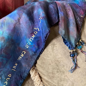 Prophetic - Prayer Shawl - Dyed Silk - Christian Gifts - Praise Dance - Custom, Prophetically Dyed Oversized Tallit