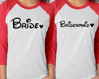 Disney Bride, Bridesmaid Jersey - Bridal Party Shirts - 3/4 Sleeve