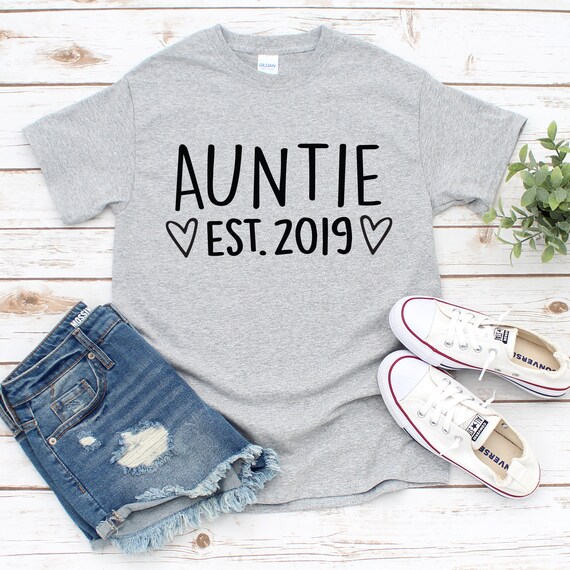 Womens Auntie Established Est. 2019 Heart T-Shirt Mothers Day Gift Womens Auntie Established Est. 2019 Heart T-Shirt Mothers Day Gift