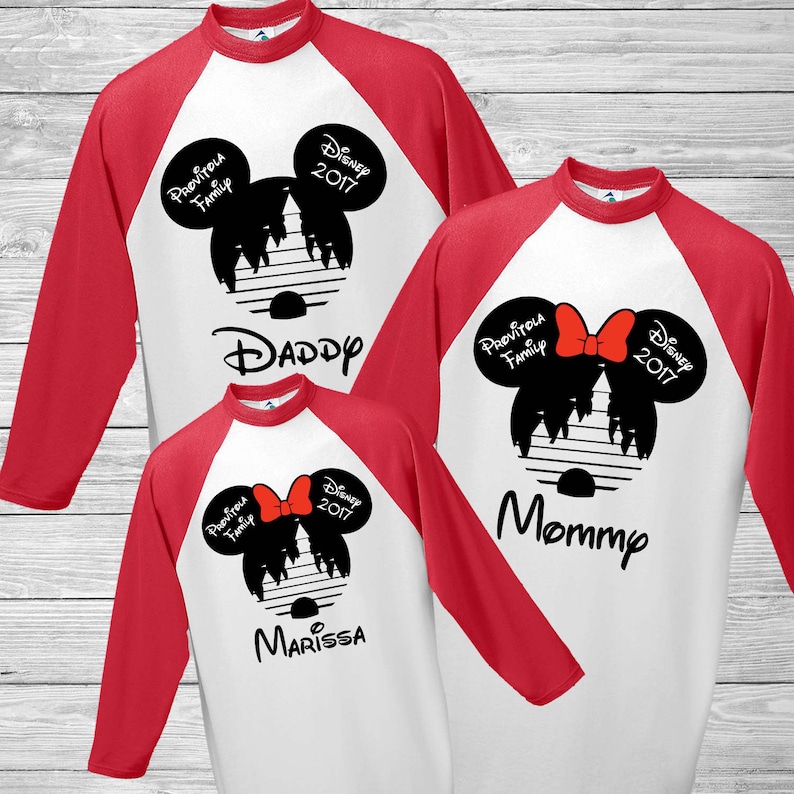 Custom Disney Shirts with Baseball Sleeves Magic Kingdom Matching T Shirts image 1