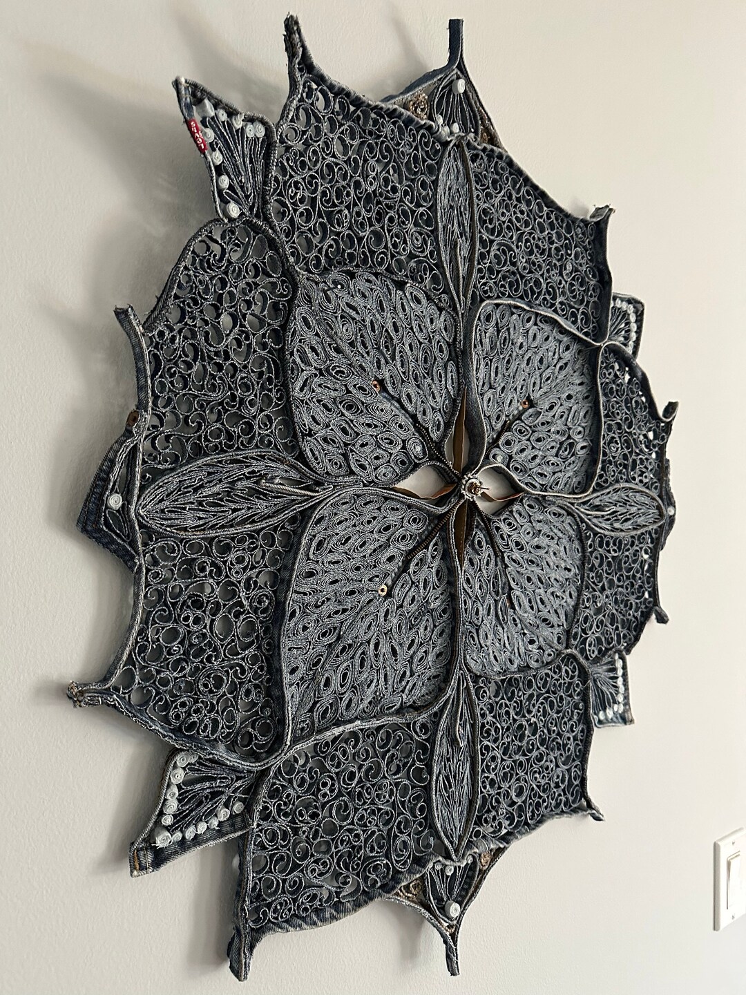 Large Quilled Denim Wall Medallion, Etsy