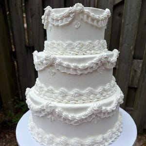 Vintage Design Fake Cake, Lambeth Wedding Cake, Birthday, Display, Custom, Photo Prop, Shower, Quince, Ruffles, Ruffle