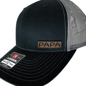 Papa Vegan Leather Patch Cap, Richardson 112, Dad Hat, Birthday & Father’s Day Gift, Richardson Cap