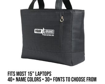 Custom Logo Laptop Tote Bag – Business Logo Tote, Branded Company Swag, Embroidered Corporate Gift Bag