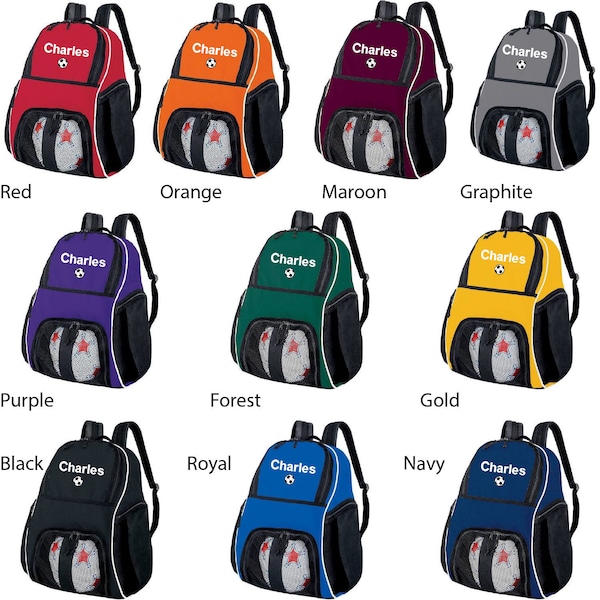 Name with Soccer Ball Soccer Backpack, Name Soccer Backpack, Embroidered Soccer Bag, Personalized Sports Bag, Custom Sports Backpack