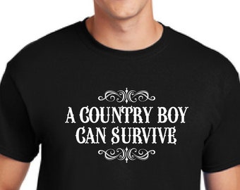 A Country Boy Can Survive Shirt, Cowboy Shirt, Southern T-shirt Country Music T-shirt