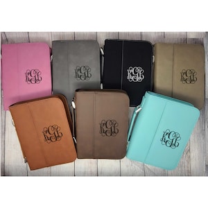 Bible Cover, Engraved Monogram Bible Cover, Custom Bible Case, Leatherette Personalized Bible Cover CommUnion Gift