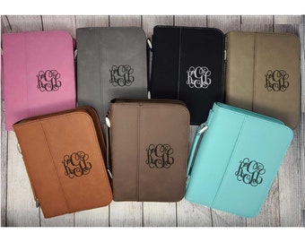 Bible Cover, Engraved Monogram Bible Cover, Custom Bible Case, Leatherette Personalized Bible Cover CommUnion Gift