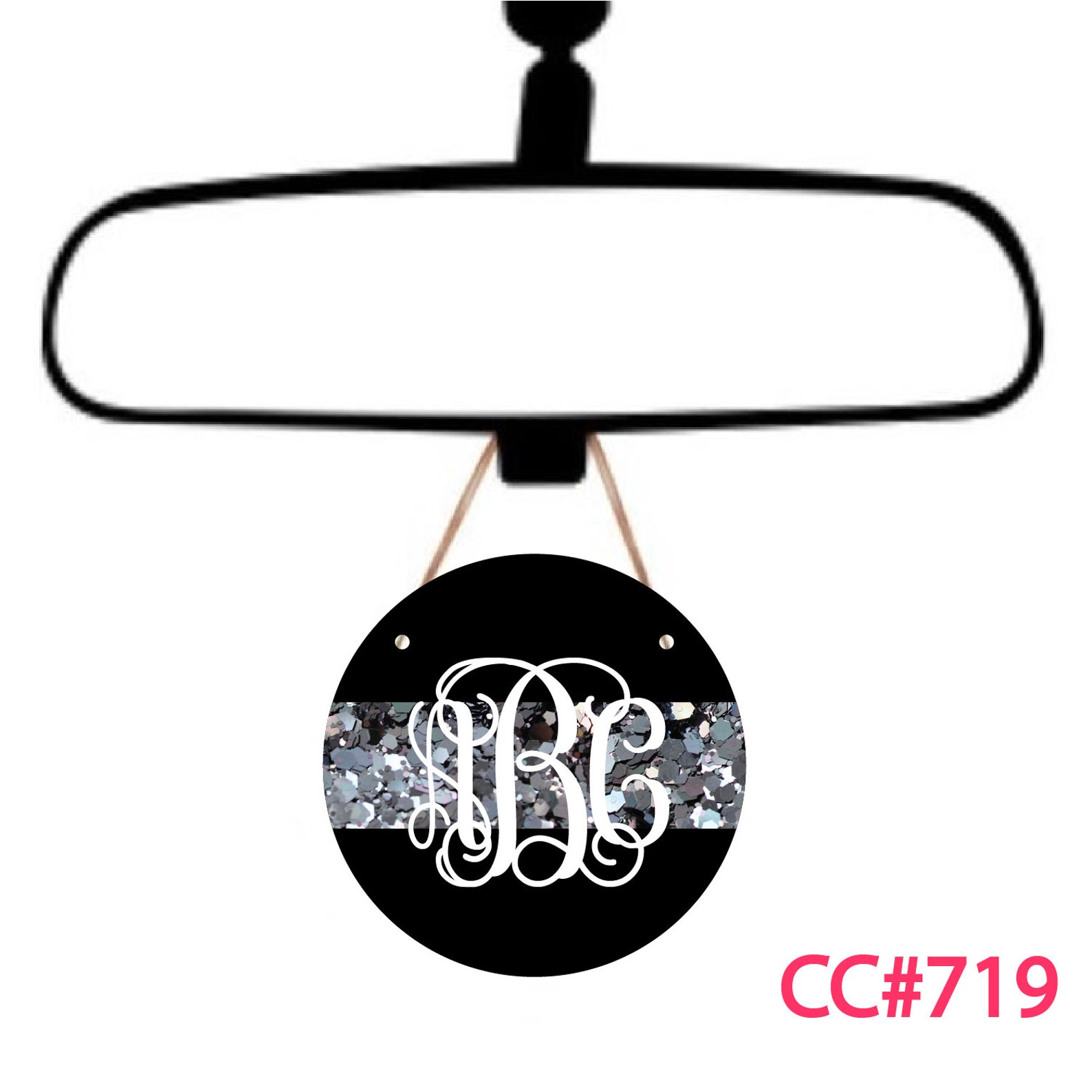 Rear view mirror charm Monogram Car Charm Corrections Car Etsy