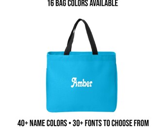 Custom Monogram Tote Bag, Personalized Canvas Tote with Embroidery, Bridesmaid, Teacher Gift, Wedding Tote Bag