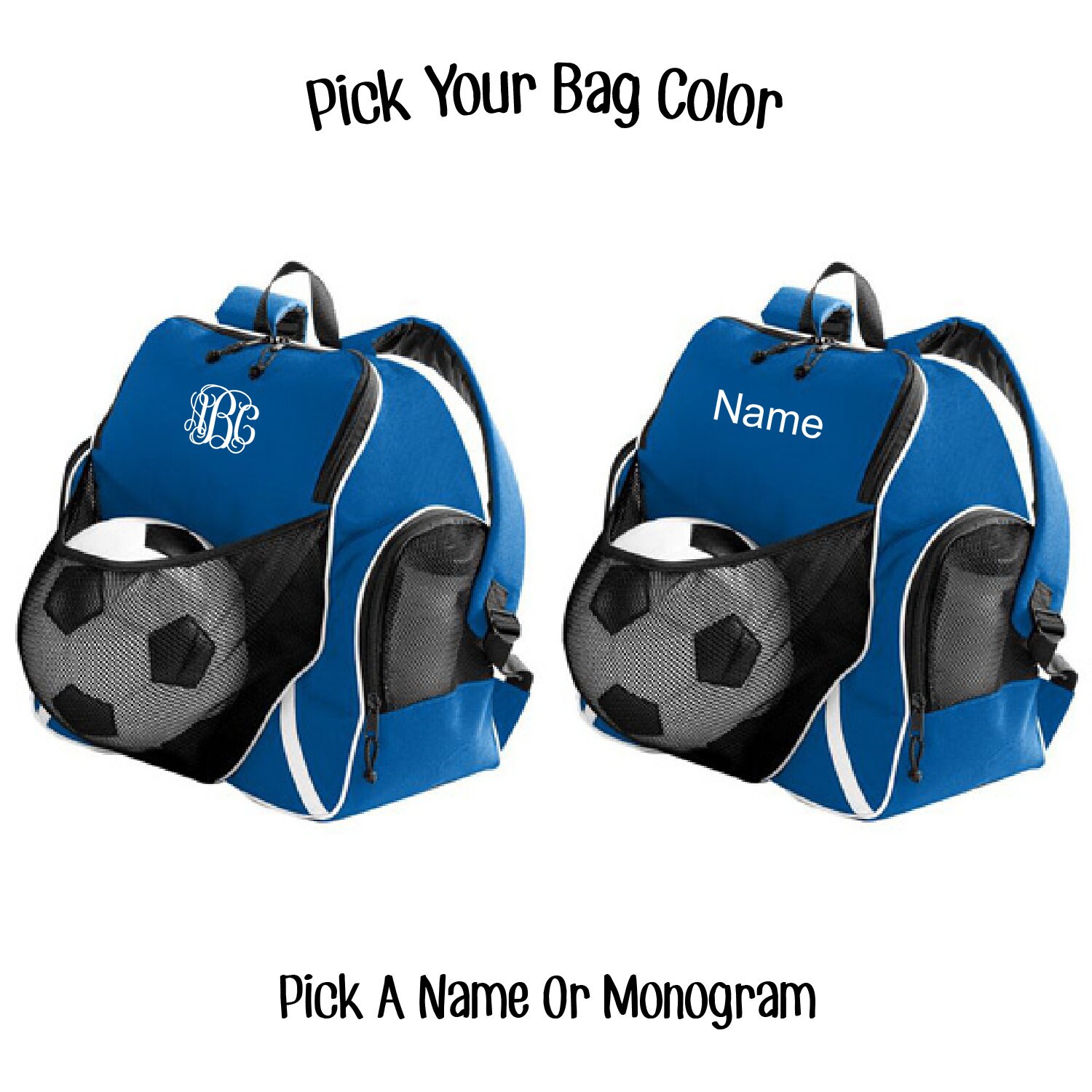 Monogram Soccer Backpack Name Soccer Backpack Soccer Etsy