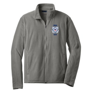May include: A gray fleece zip-up jacket with the United States Coast Guard emblem embroidered on the left chest. The emblem is blue and white with the words "Noah USCG" above it.