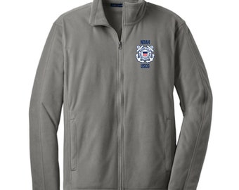 United States Coast Guard Embroidered Adult Microfleece Jacket, Name Microfleece, Embroidered Microfleece, Jacket, Microfleece Jacket, USCG