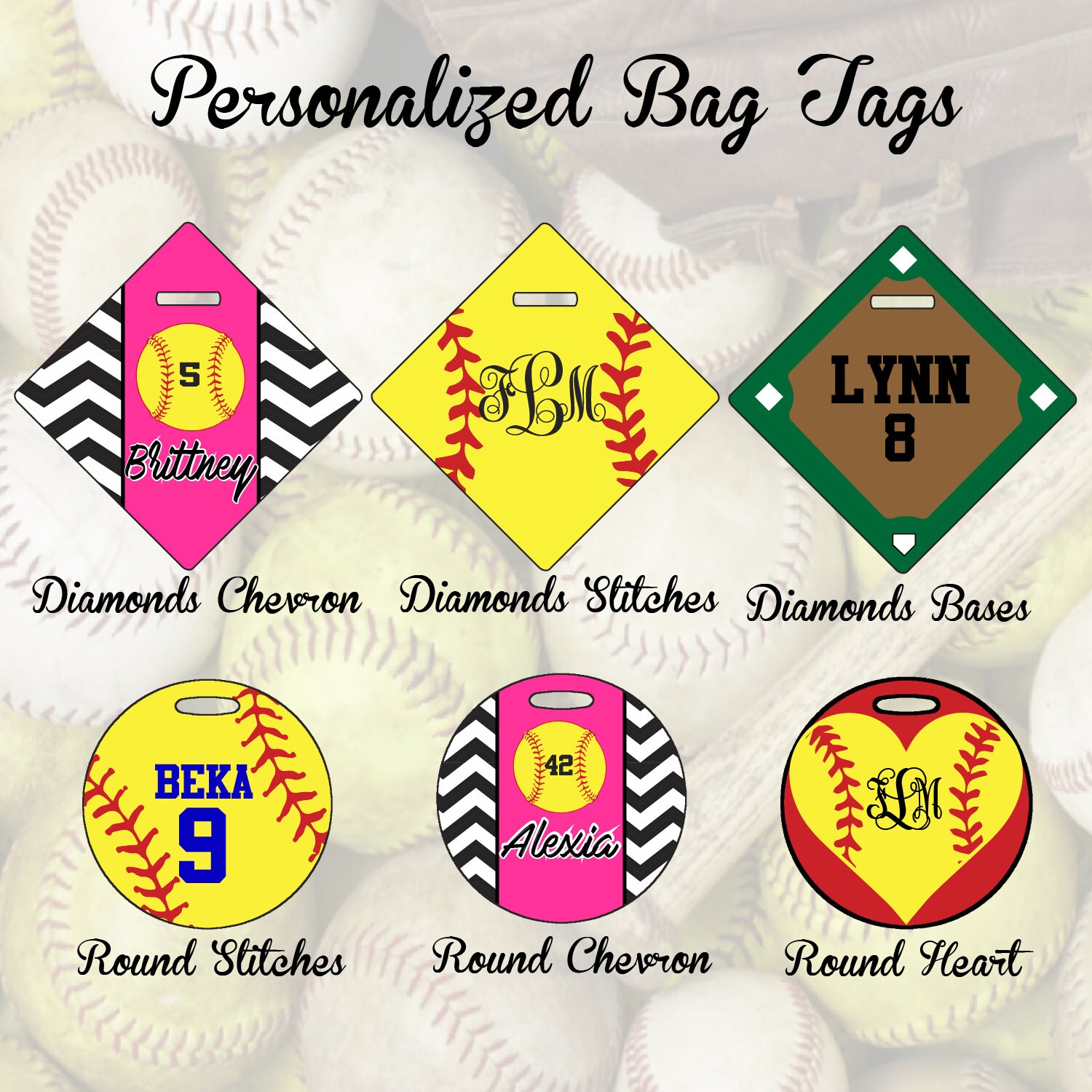 Personalized Softball Bag Tags Bag Tag Softball Gift Custom Etsy