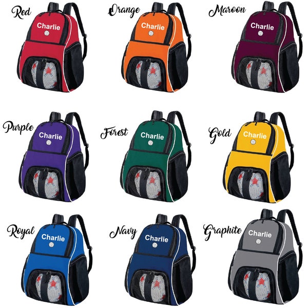 Name with Volleyball Backpack, Name Volleyball Backpack, Embroidered Volleyball Bag, Personalized Sports Bag, Custom Volleyball Bag