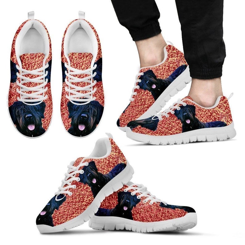 Bouvier De Flandres Dog Print BlackWhite Running Shoes For Men-Free Shipping Limited Edition