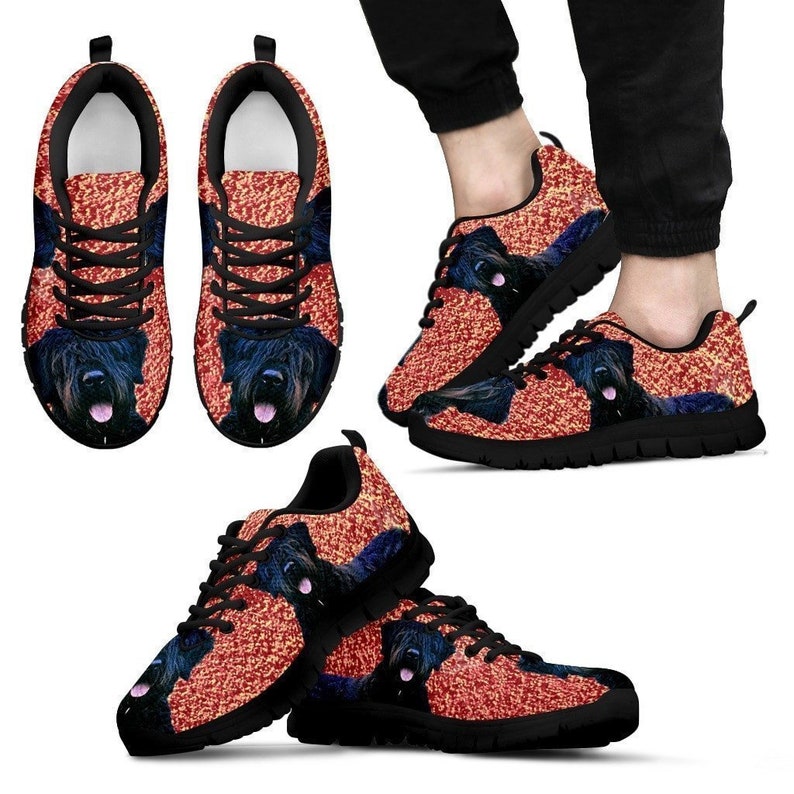 Bouvier De Flandres Dog Print BlackWhite Running Shoes For Men-Free Shipping Limited Edition