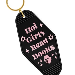Hot Girls Read Books Keychain | Bookish Keychain | Retro Motel Keychain | Motel Keychain | Car Accessories | Custom Keychains