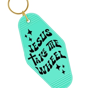 Jesus Take The Wheel Keychain | Christian Keychain | Bible Keychain | Retro Motel Keychain | Religious Keychain | Christian Keychain