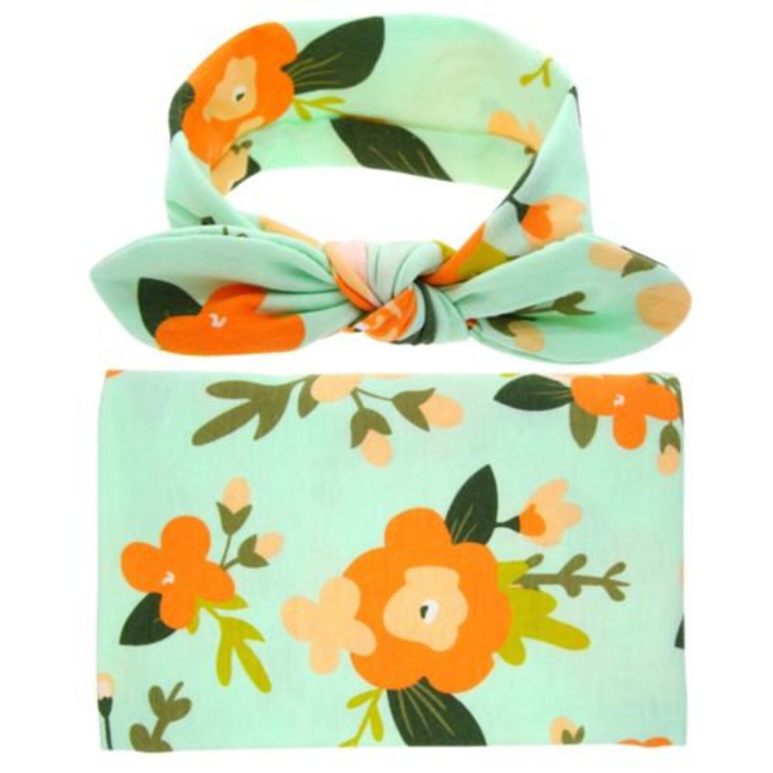 Swaddle Blanket Set Green Floral Swaddle Swaddle Set with Etsy