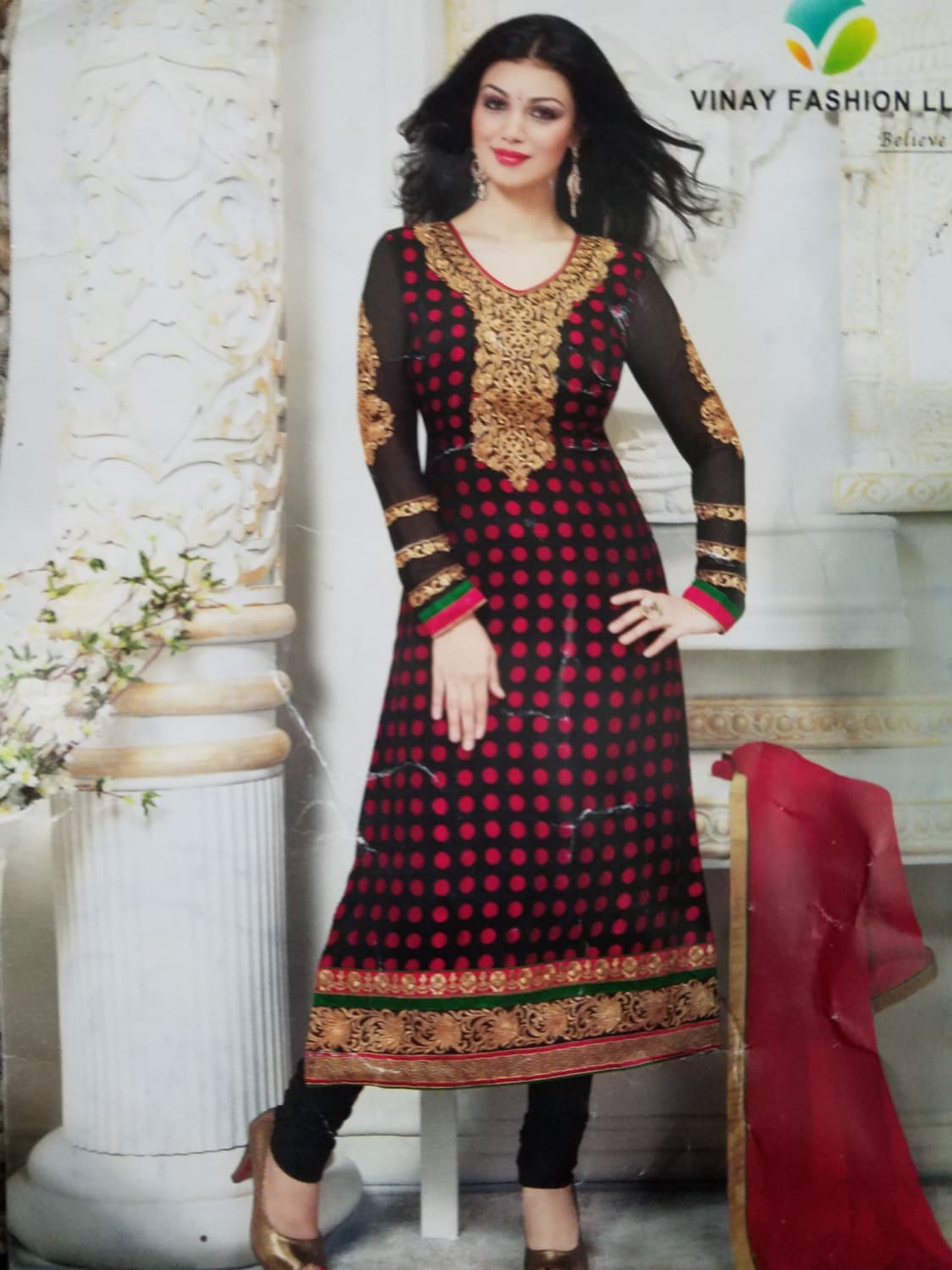 pink and black salwar suit