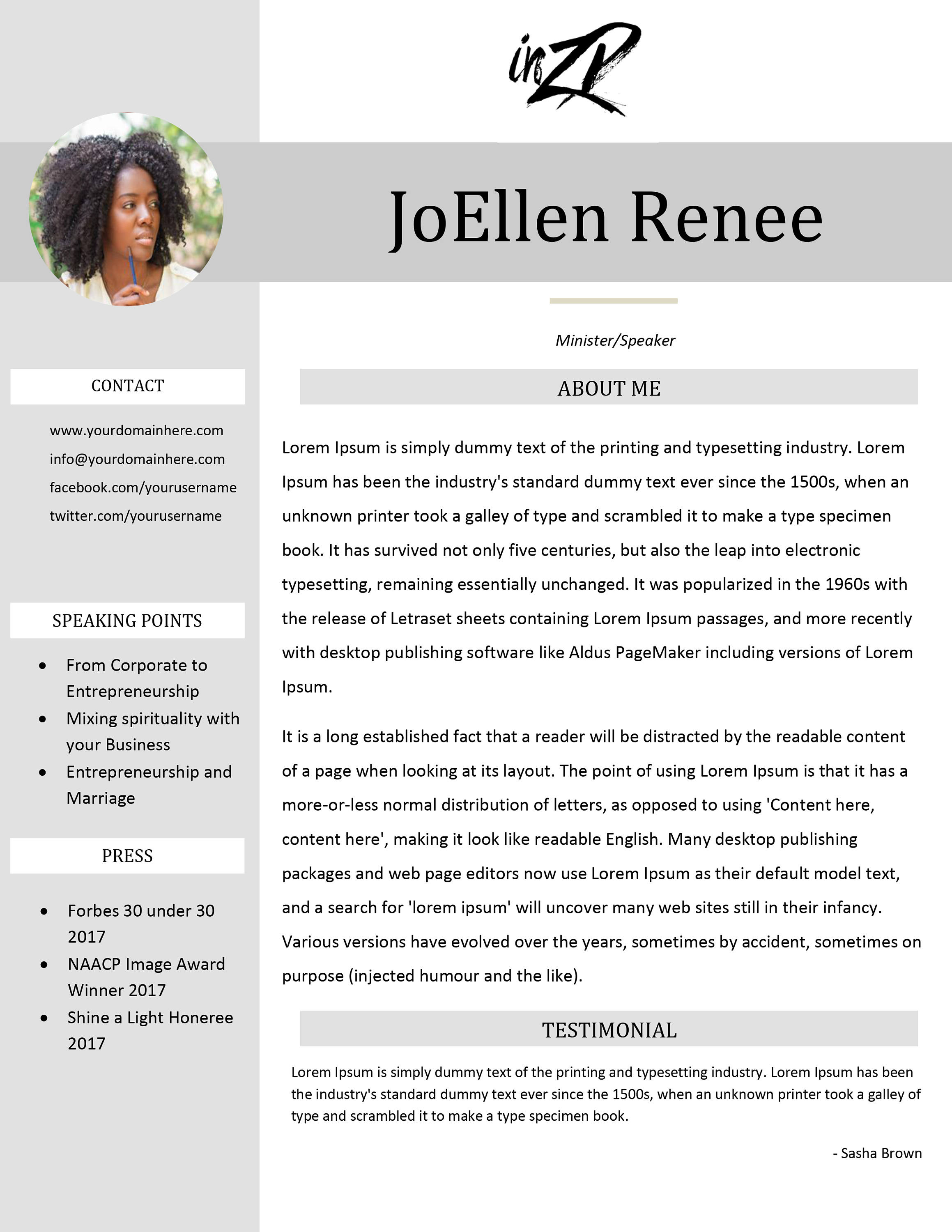 Microsoft Word Editable Speaker One Sheet Template Etsy