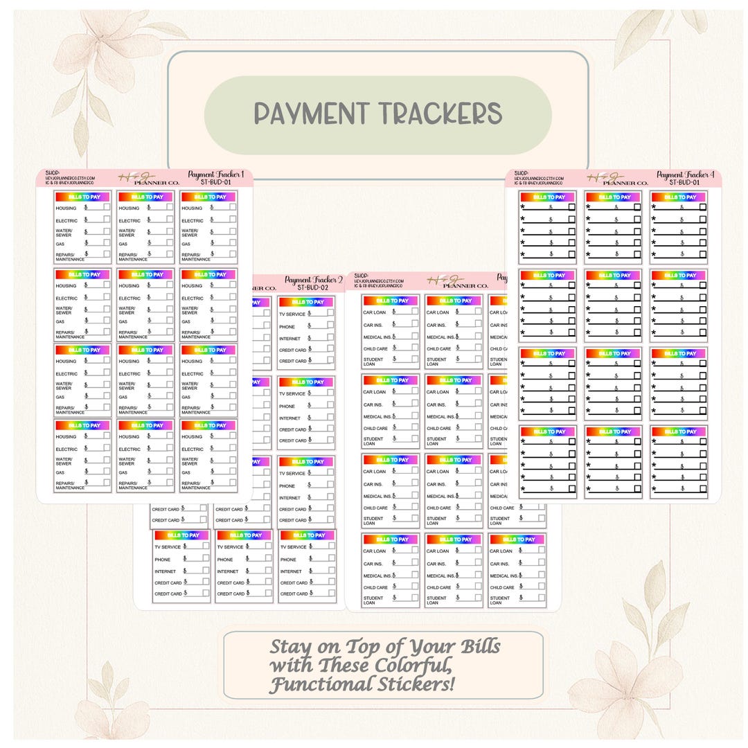 Bill Tracker Stickers | Bill Pay Labels - Etsy
