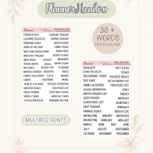 Custom Planner Header Stickers | Script & Minimal Fonts | Goal Planner Labels