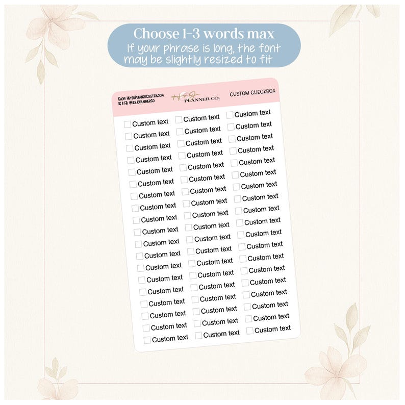 Custom Checkbox Stickers, Personalized Planner Labels - Etsy