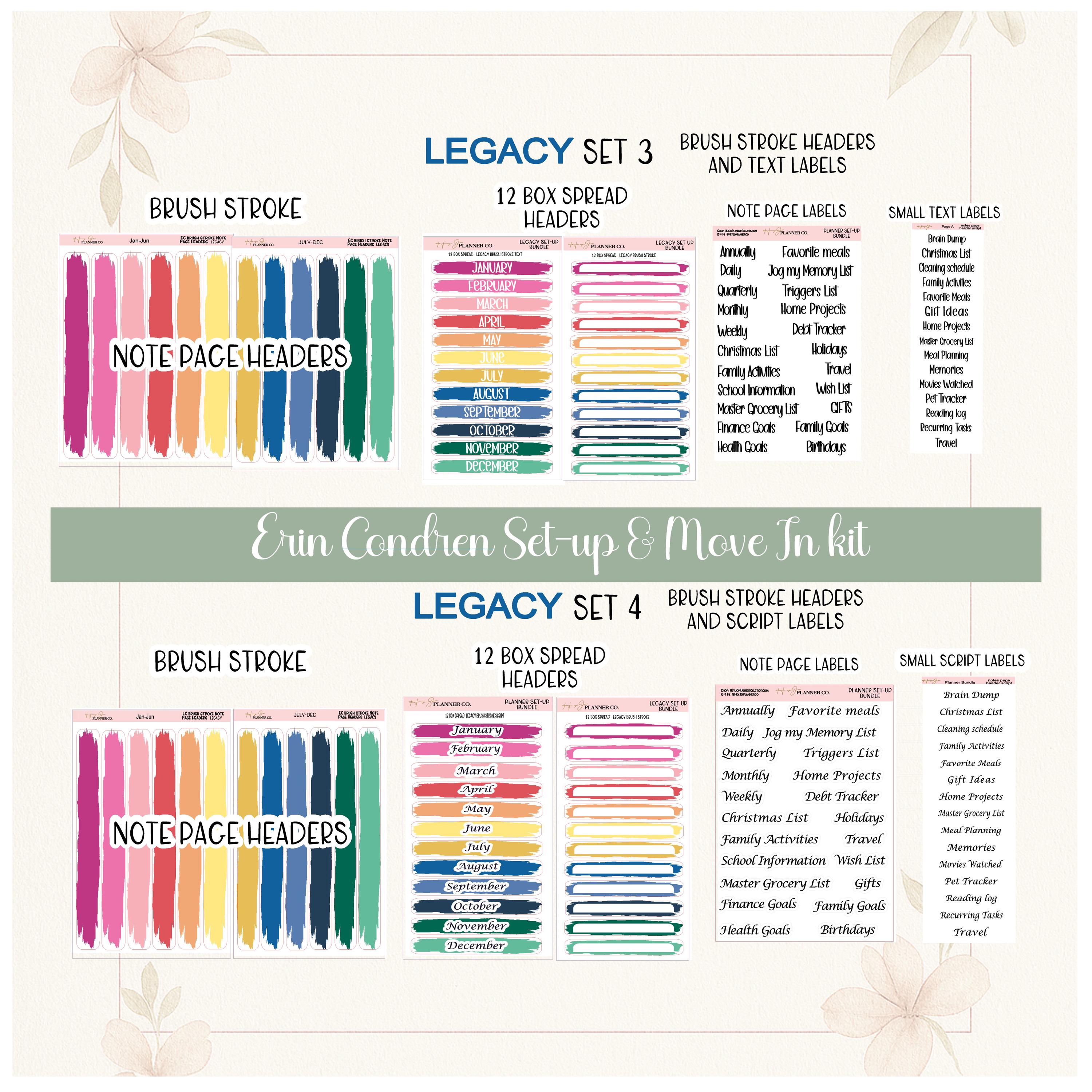 Erin Condren Legacy Toile Planner Sticker Bundle | 7x9 Setup Kit - Etsy