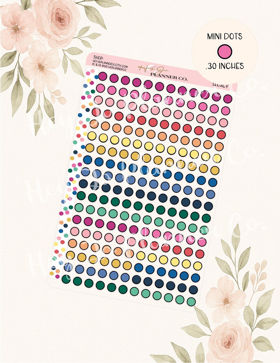 Mini Dot Planner Stickers in Legacy Colorway, Mini Icons - Etsy