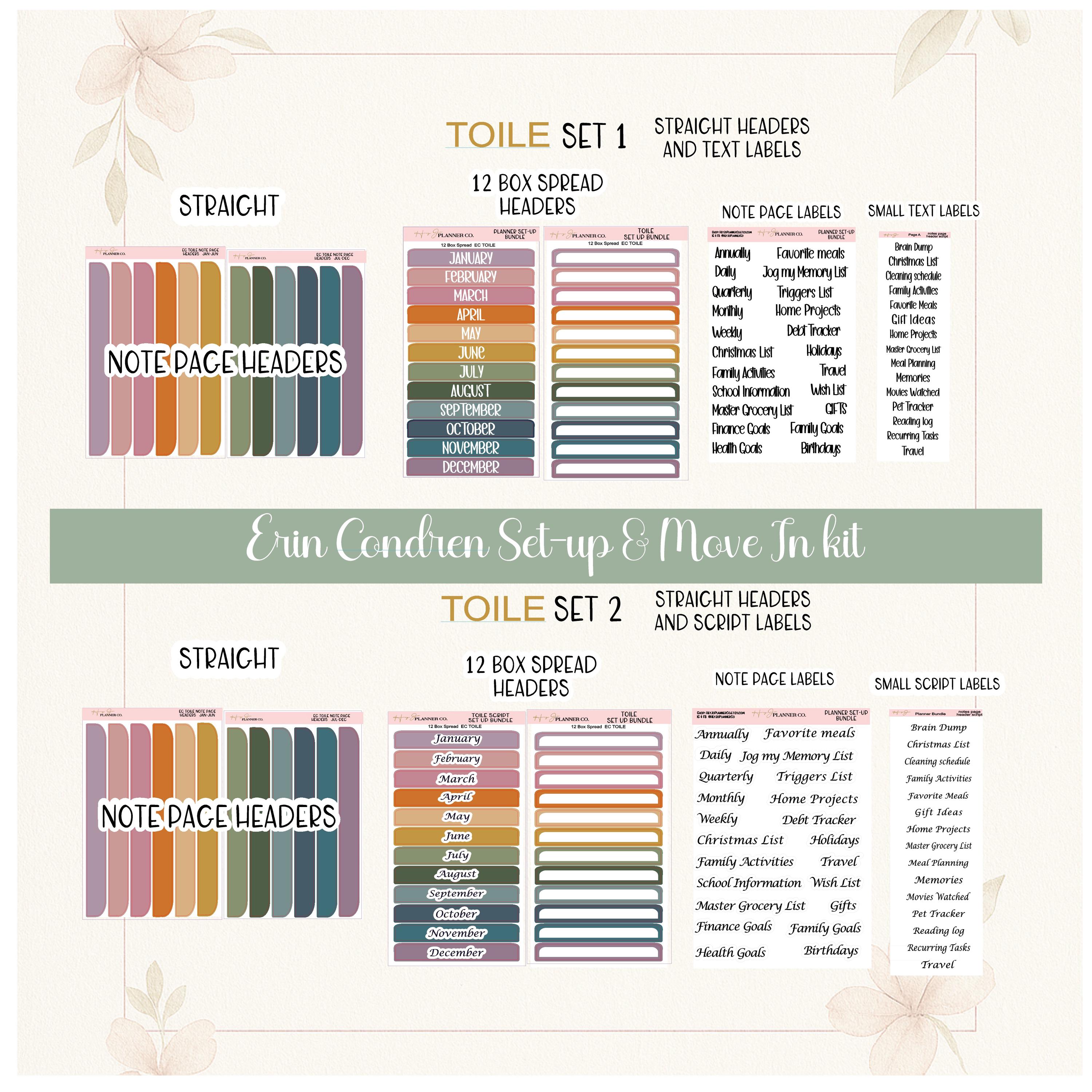 Erin Condren Legacy Toile Planner Sticker Bundle | 7x9 Setup Kit - Etsy